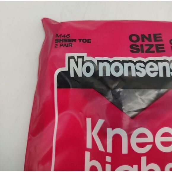 Vintage No Nonsense Knee High Stockings Pantyhose 2-Pair Off Black Sheer Toe - Picture 2 of 5